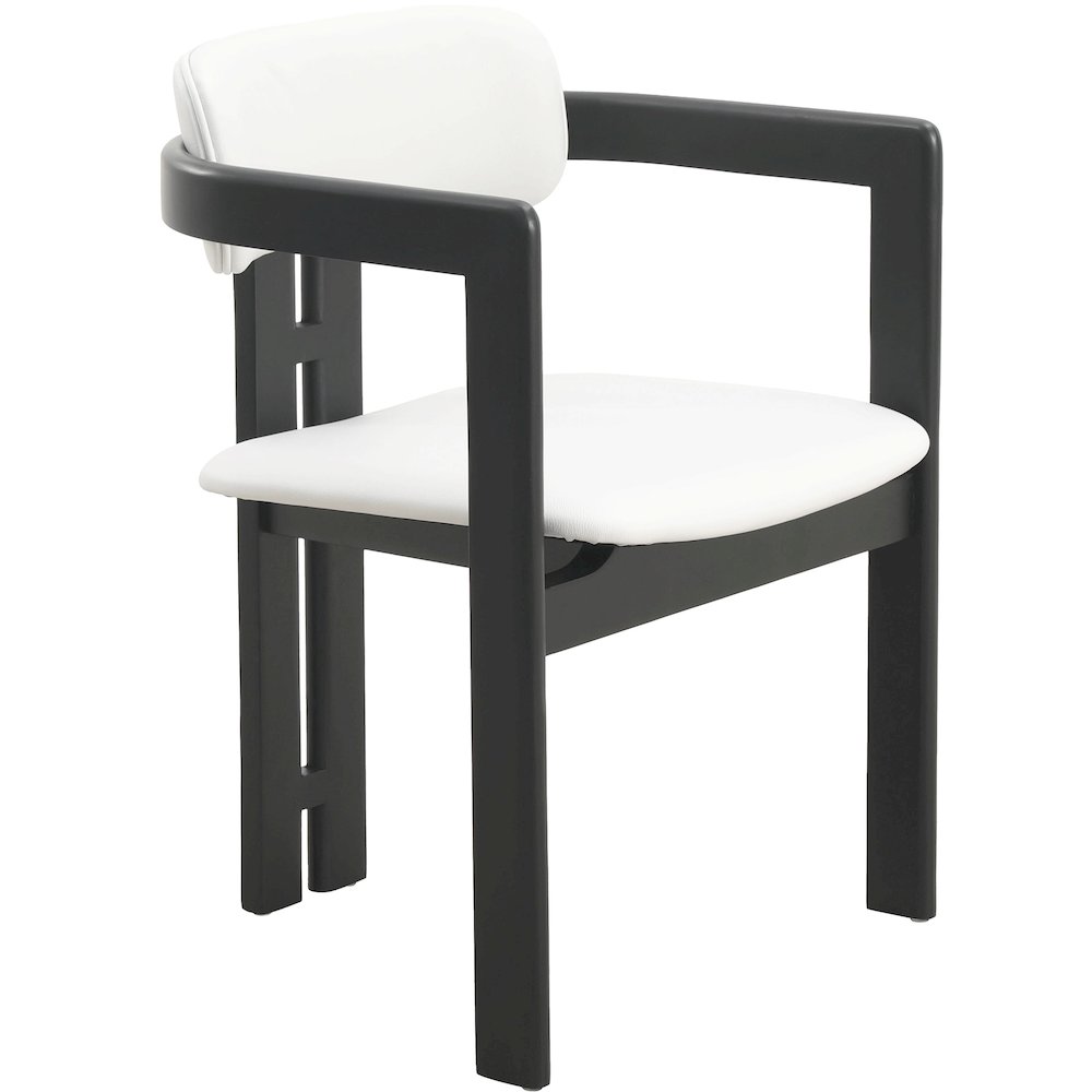 Velo Series Modern Dining Chair in Black Wood with Off White Seat. Picture 2