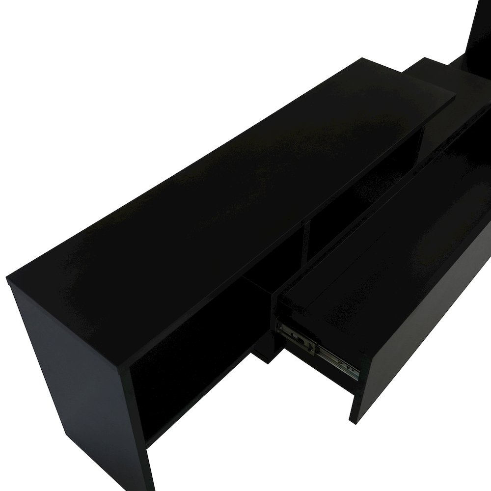 Surrey Modern TV Stand with MDF Shelves and Bookcase in Ebony. Picture 20