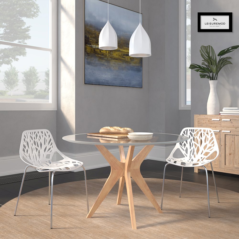 Modern Asbury Dining Chair w/ Chromed Legs, Set of 2. Picture 3