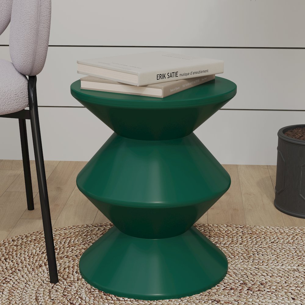 Aura Modern Plastic Side End Table, Indoor/Outdoor Use, Green. Picture 6