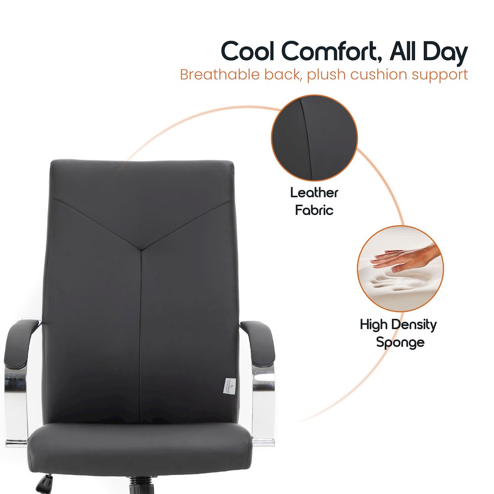 Sonora Modern High-Back Leather Office Chair. Picture 11