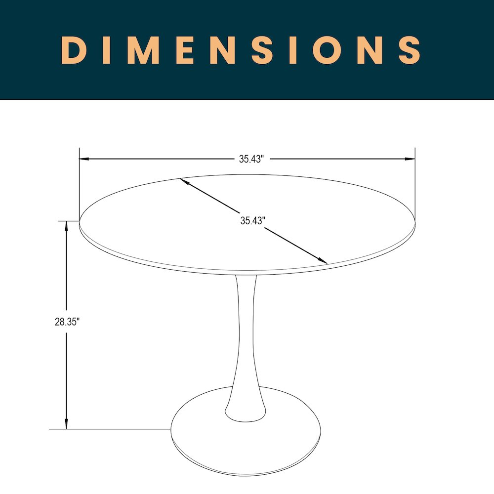 Bristol 31" round dining table White base with marbled MDF top. Picture 20