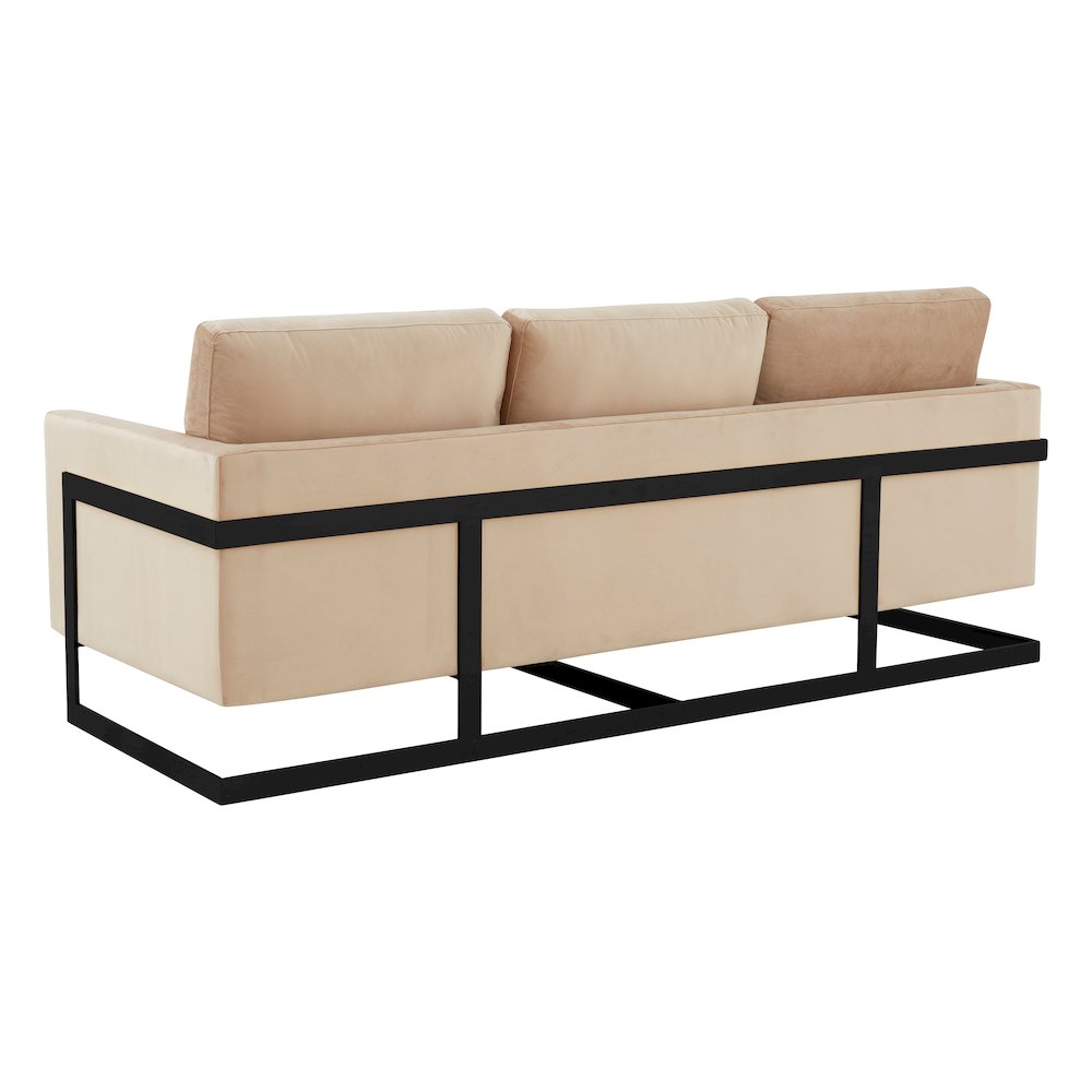 Lincoln Beige Velvet Sofa With Black Frame. Picture 7
