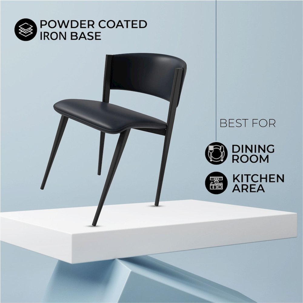 Aspen Collection Modern Dining Chair Black Frame in Black. Picture 4