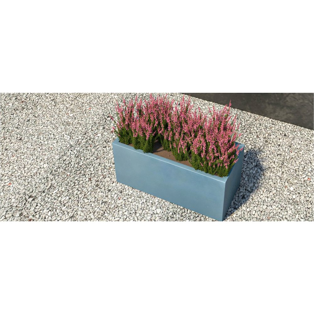 Bloom Series Poly Stone Planter 9" , 19.7" Long In Aged Concrete. Picture 25