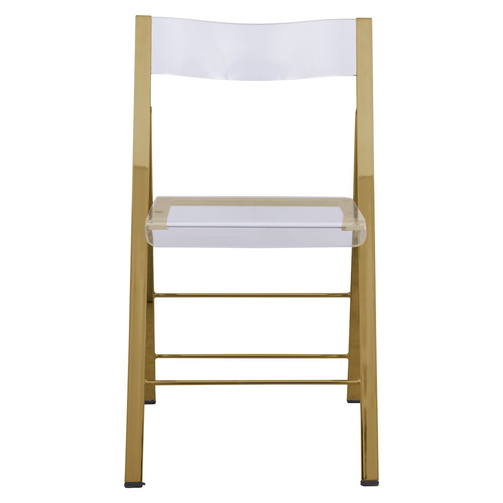 Menno Modern Acrylic Gold Base Folding Chair, Set of 4. Picture 3