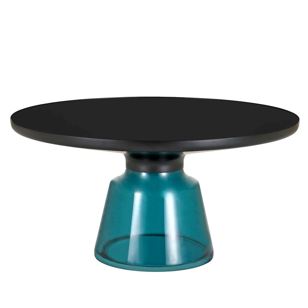 Tully Collection Glass Coffee Table Blue glass, Black Rim with Black Glass top. Picture 5