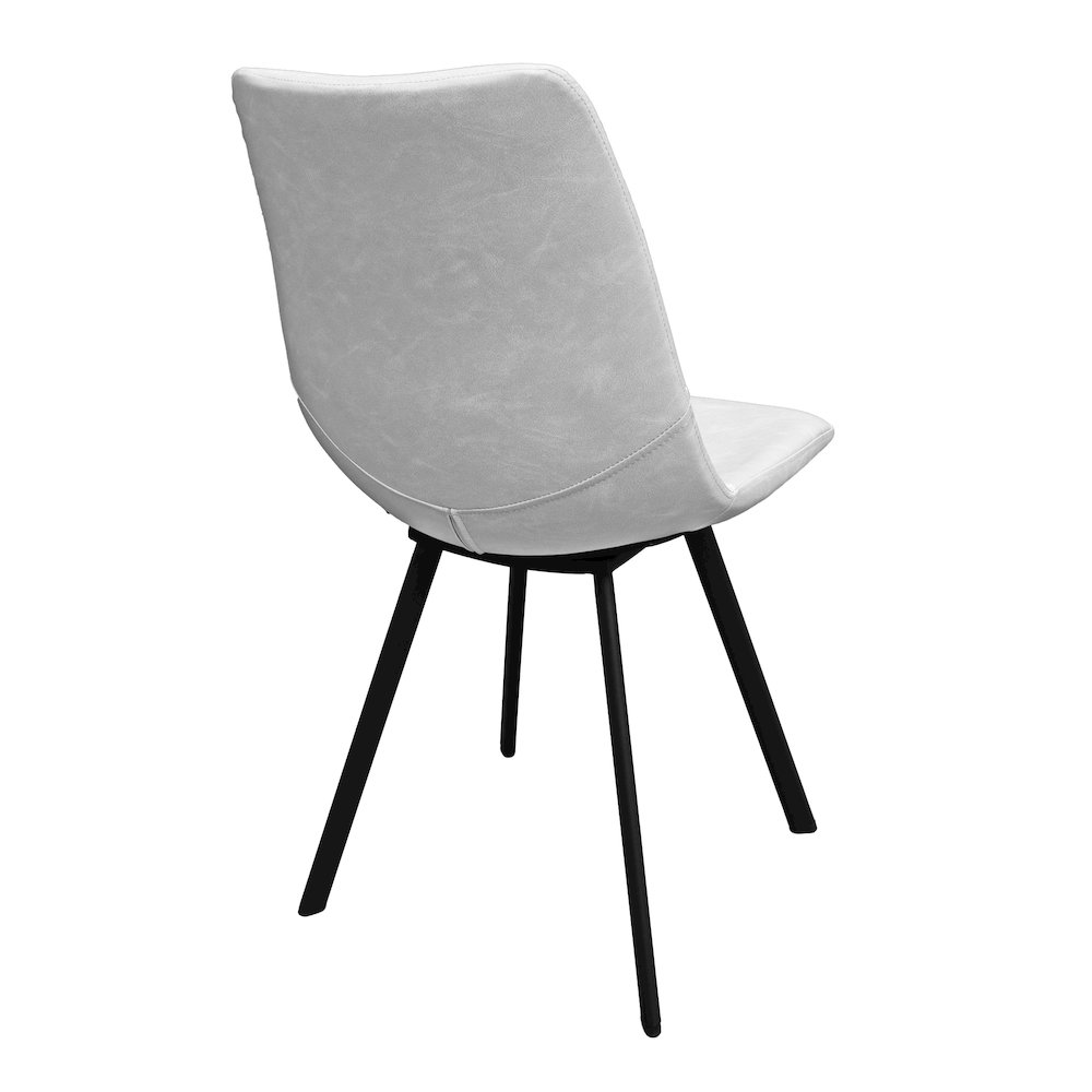 Markley Modern Leather Dining Chair With Metal Legs Set of 4, Light Grey. Picture 5