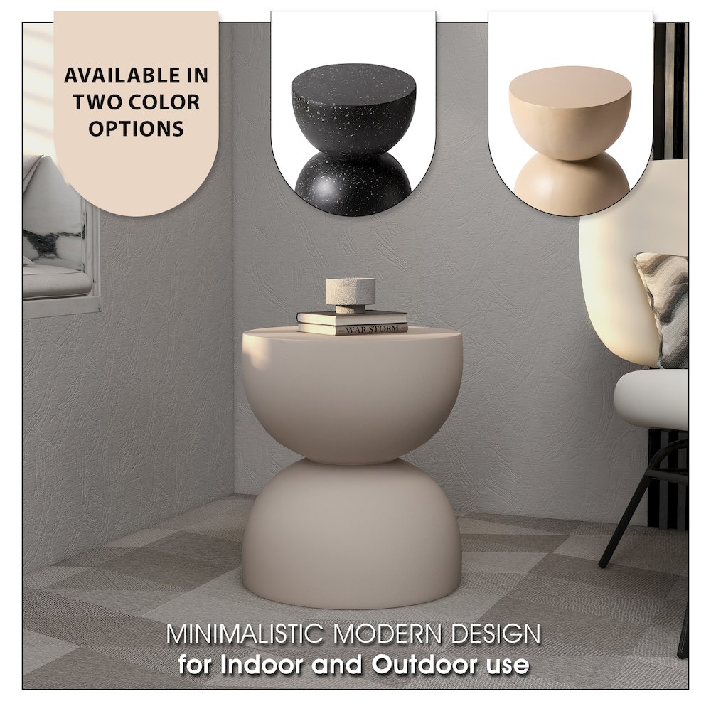 Sage Collection Fiberglass Outdoor Side Table in Beige. Picture 20