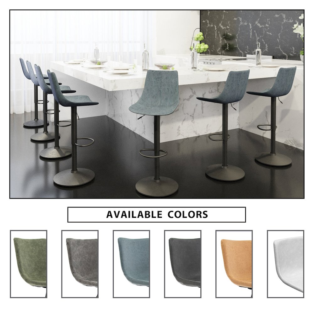 Tilbury Modern Adjustable Bar Stool in Peacock Blue. Picture 18