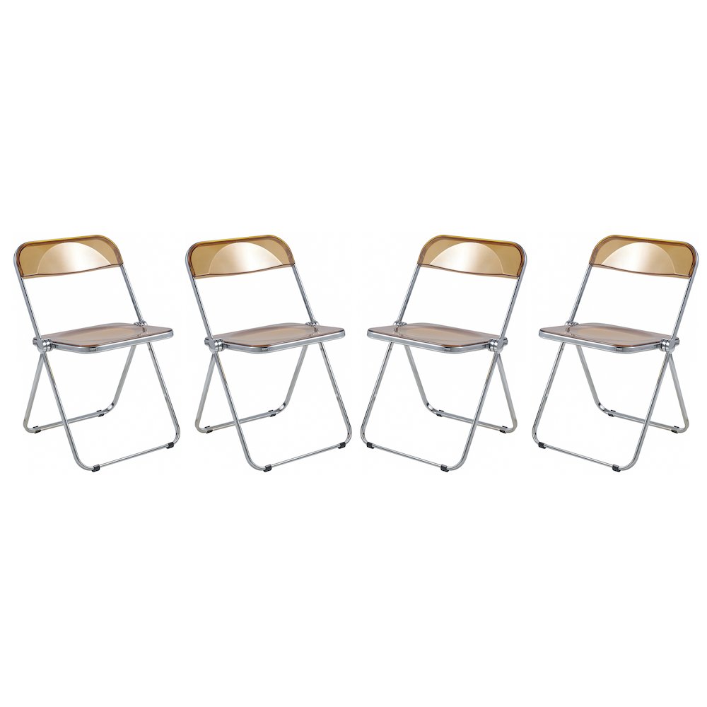 Lawrence Acrylic Folding Chair With Metal Frame, Set of 4. Picture 7