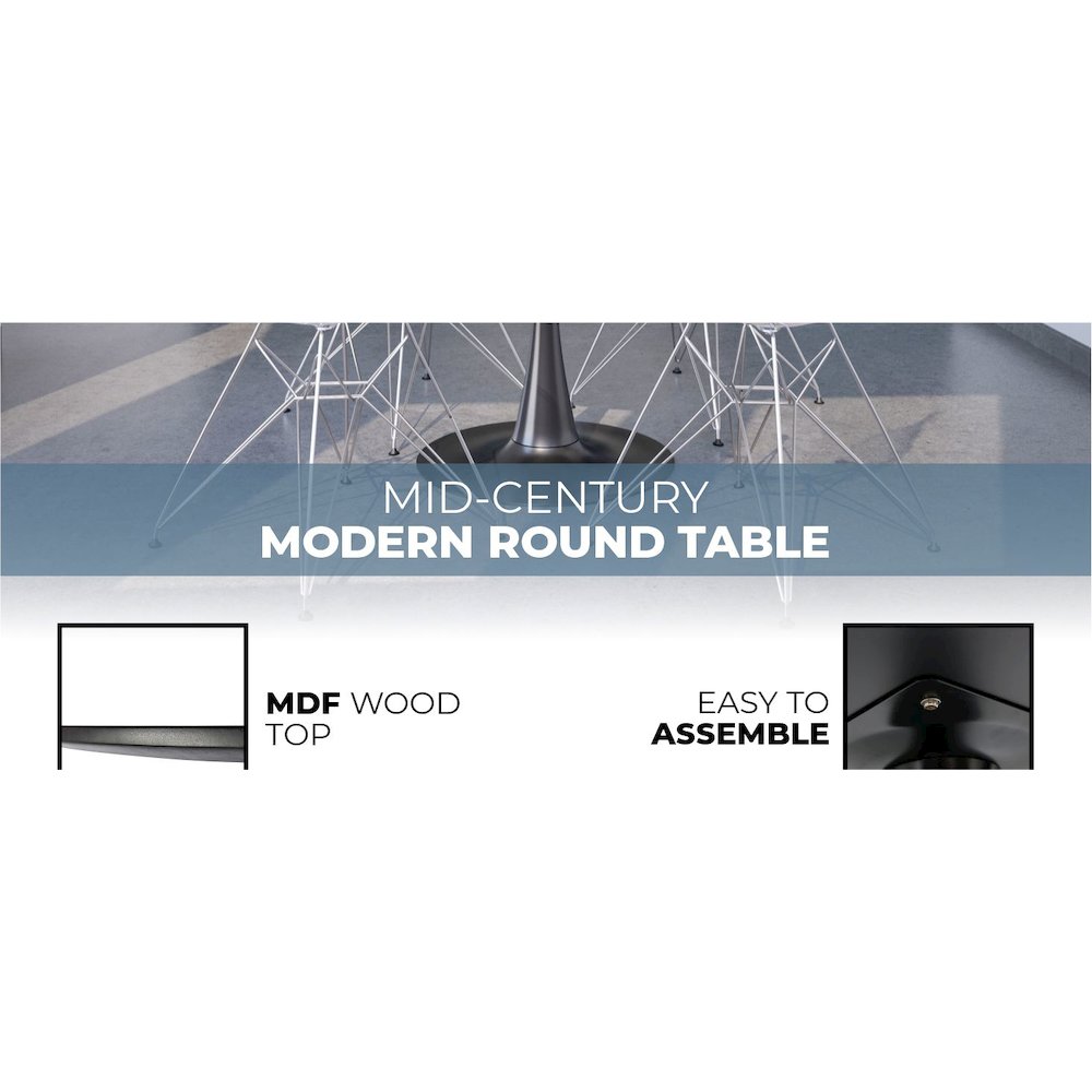 Bristol Mid-Century Modern Round Dining Table. Picture 30