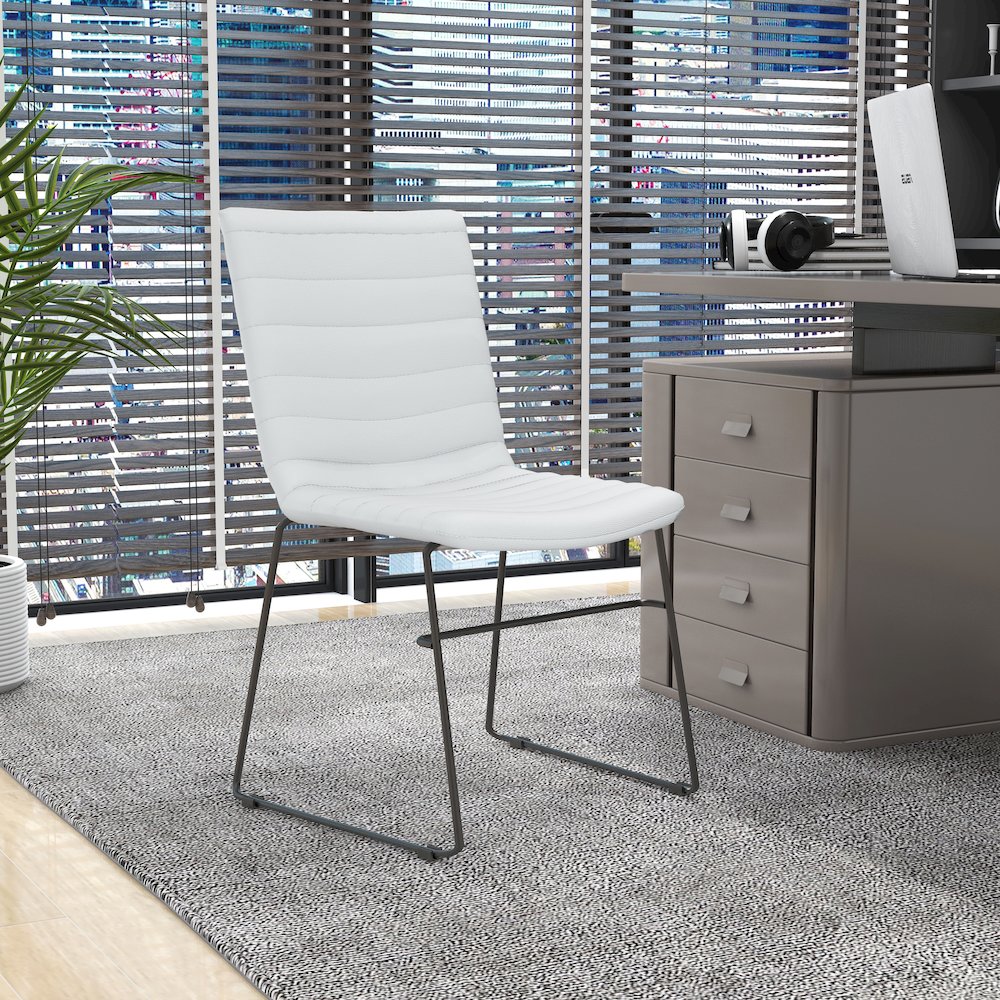 Zylar Series Office Guest Chair in White Leather. Picture 12