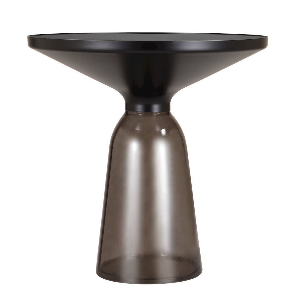 Tully Collection Glass side Table Grey glass, Black Rim with Black Glass top. Picture 12