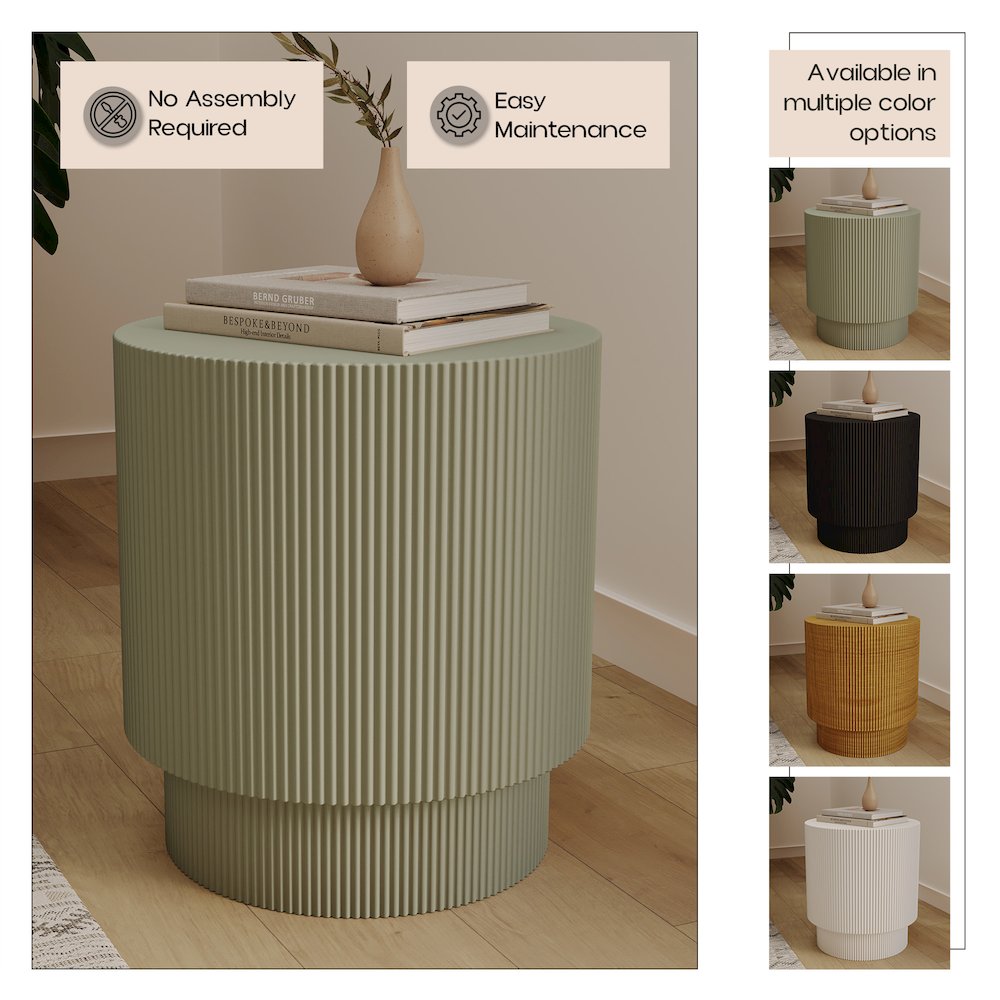 Eden Collection Fiberglass Outdoor Side Table in Olive Green. Picture 5