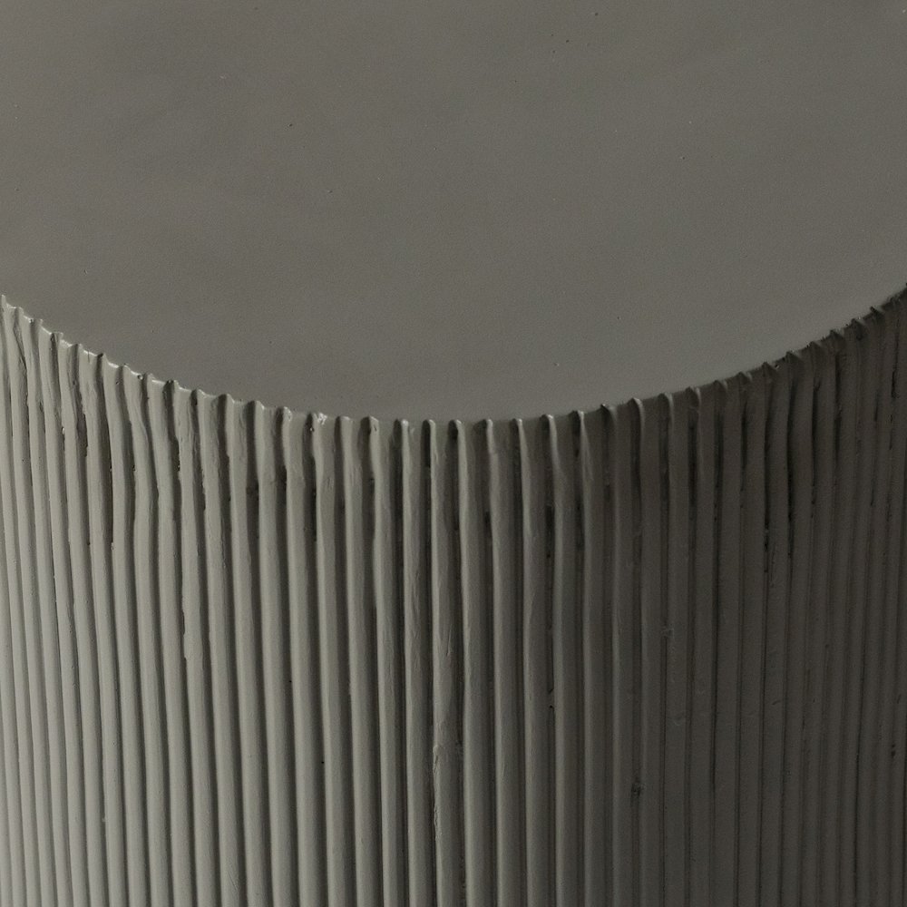 Eden Collection Fiberglass Outdoor Side Table in Grey. Picture 16