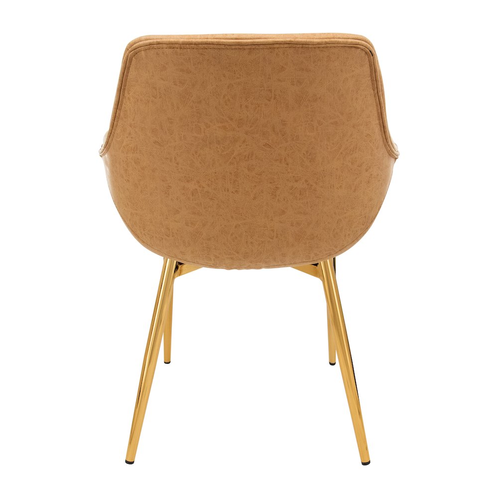 Markley Modern Leather Dining Arm Chair With Gold Metal Legs. Picture 9