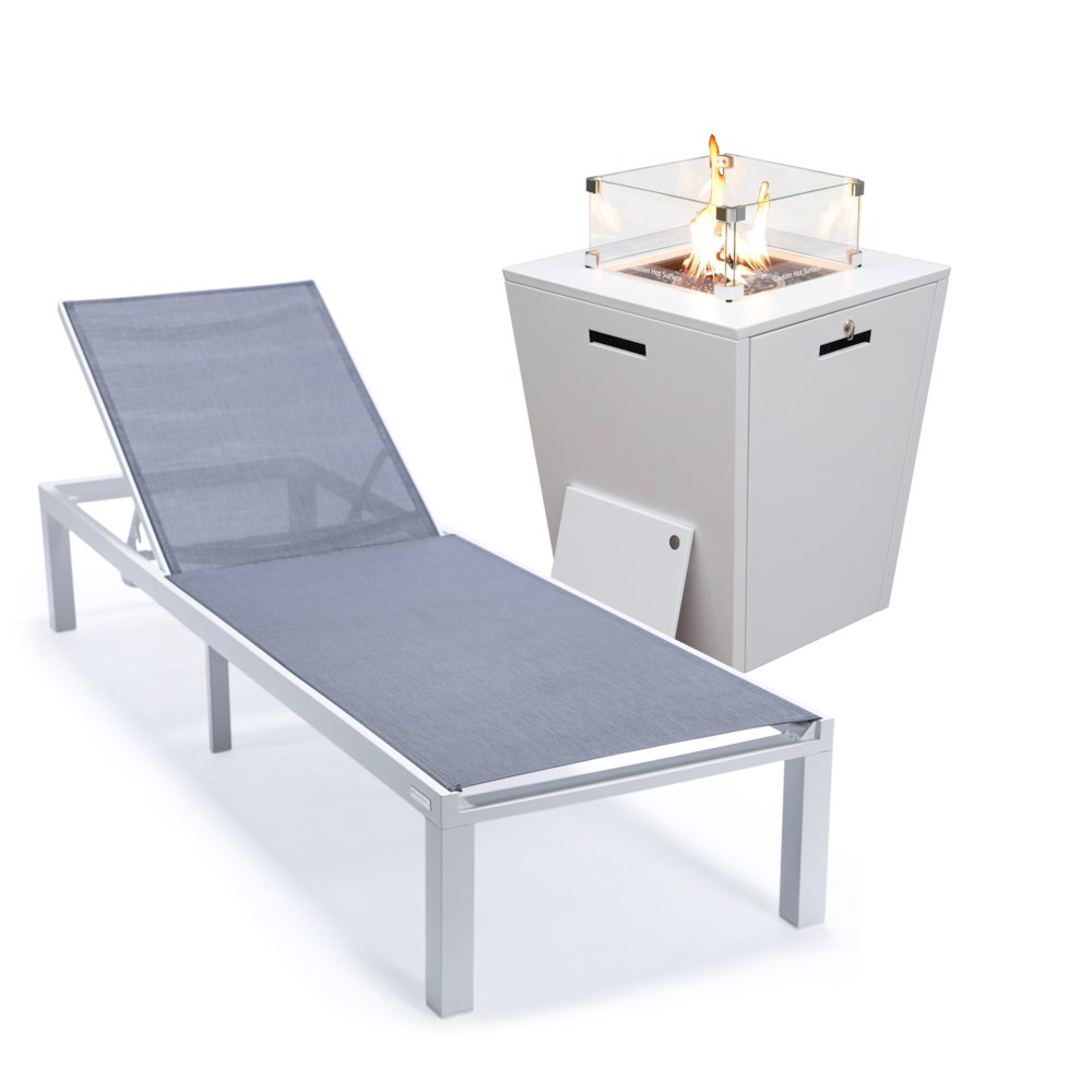 Marlin Modern White Aluminum Outdoor Patio Chaise Lounge Chair. Picture 6