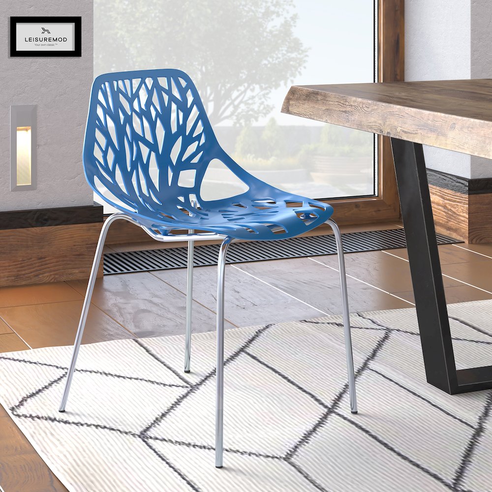 Modern Asbury Dining Chair w/ Chromed Legs. Picture 3