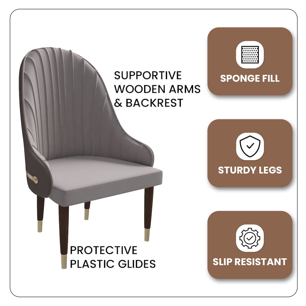 Elara Collection Wooden Dining Chair in Two-Tone Toupe Set of 4. Picture 4