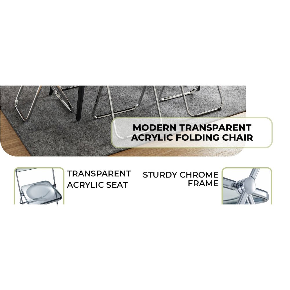 Lawrence Acrylic Folding Chair With Metal Frame. Picture 23