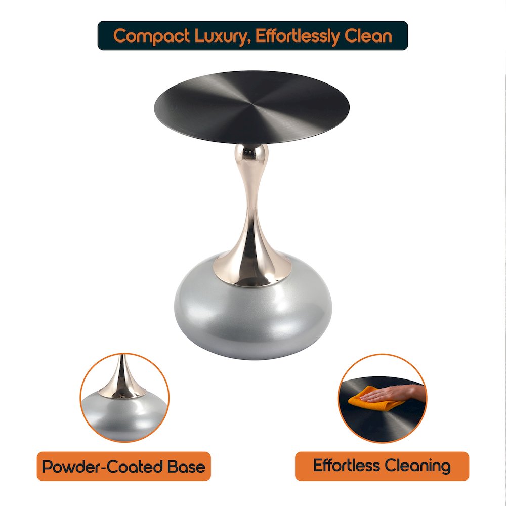 Savoy Collection Modern End Table In Silver. Picture 8