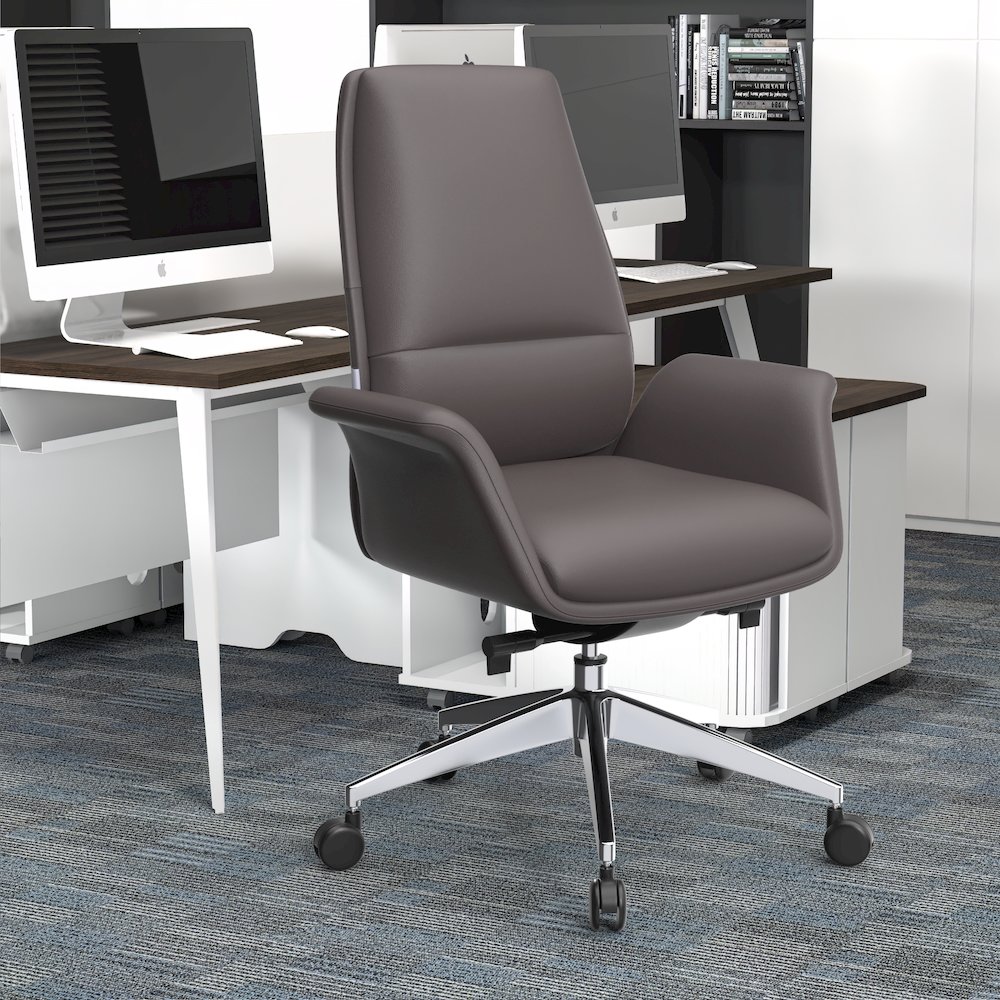 Summit Series Office Chair In Grey Leather. Picture 9