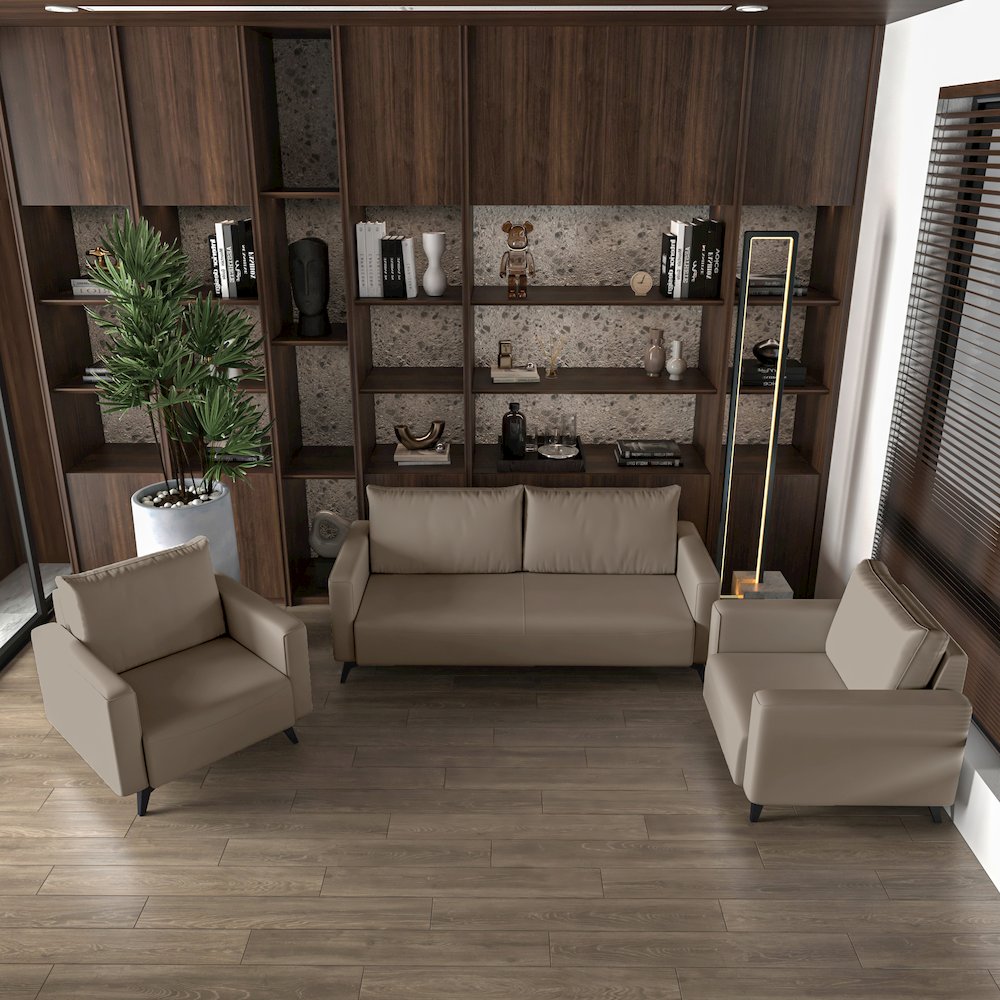 Inno Collection Sofa Set, 2 Single Seaters, and 3 seater In TAupe. Picture 2