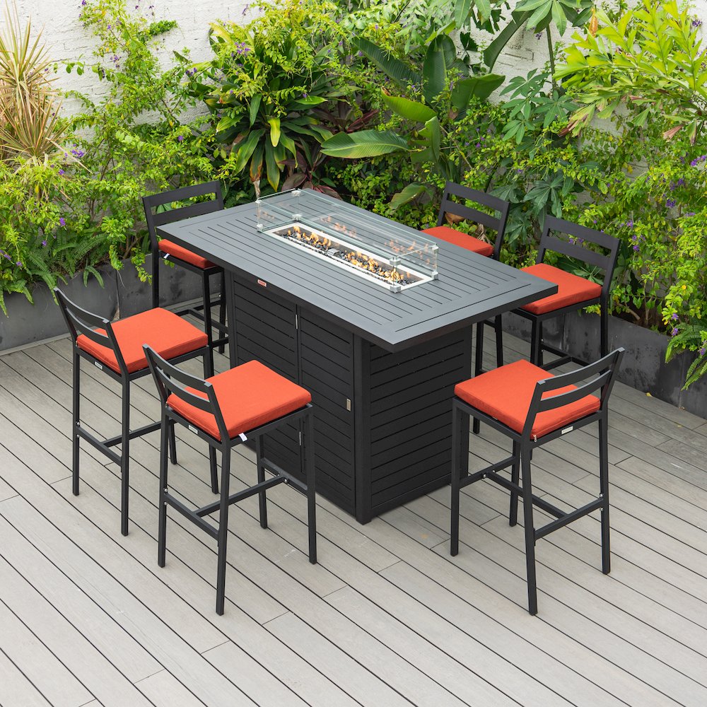 Chelsea Collection Modern Aluminum Outdoor Chair in black with Cherry Cushions. Picture 7