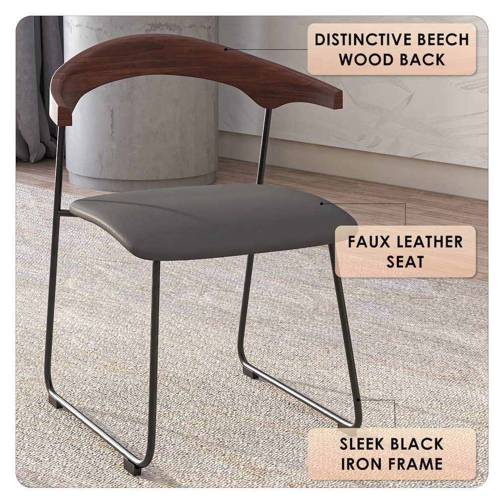 Lyra Collection Modern Chair in Black Walnut Color back and Black Seat. Picture 19