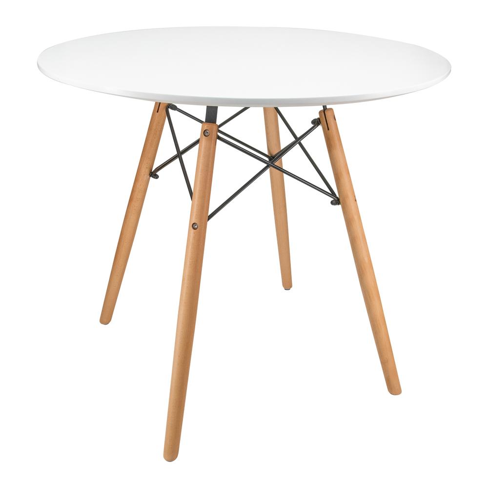 Dover Round Bistro Wood Top Dining Table W/ Natural Wood Eiffel Base. Picture 1