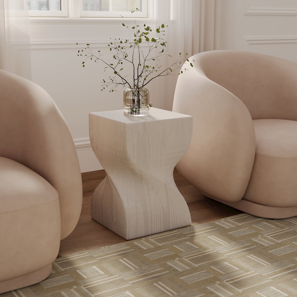 Onyx Collection Fiberglass Outdoor Side Table in Cream. Picture 11