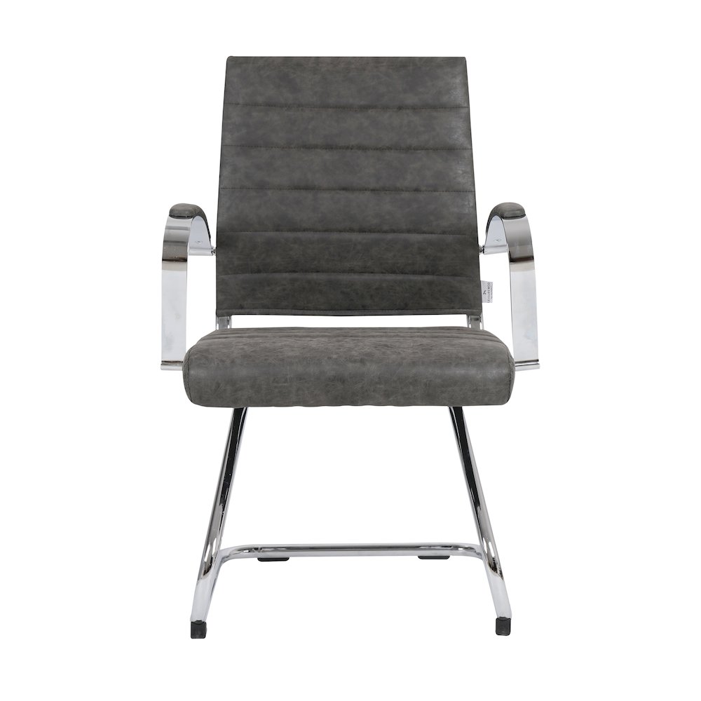 Benmar Home Leather Guest Office Chair in Charcoal. Picture 35