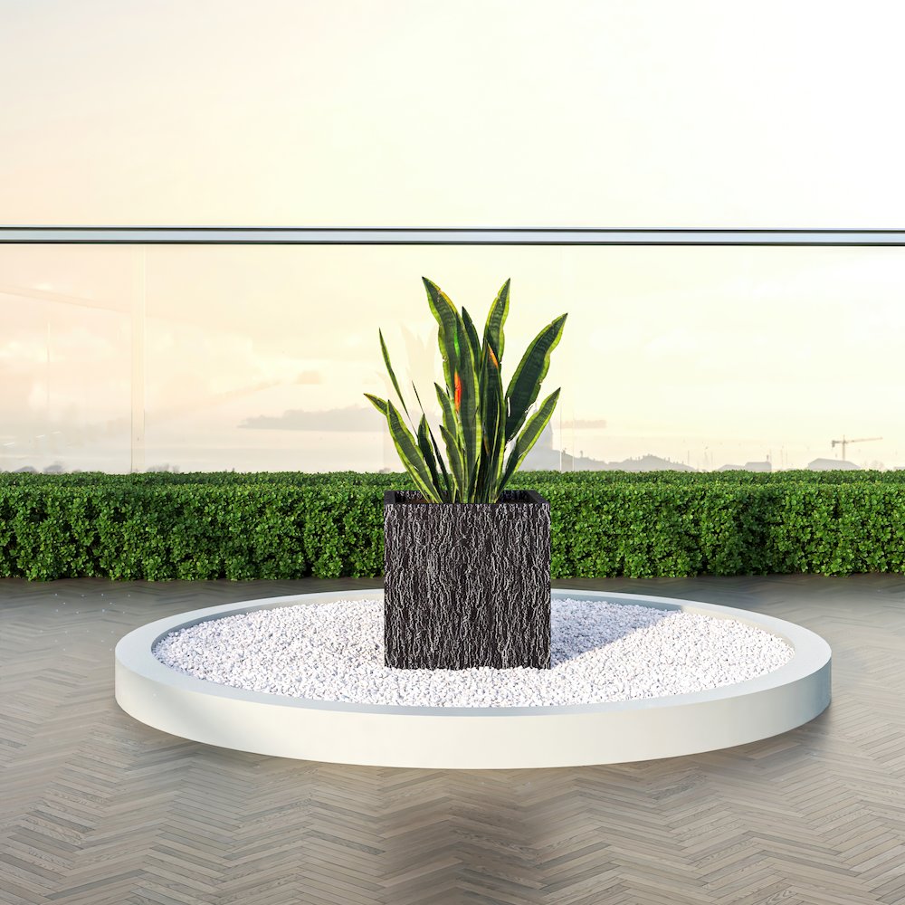 Verdura Series Cubic Poly Stone Planter in Dotted Blck 21.7 Cube. Picture 7