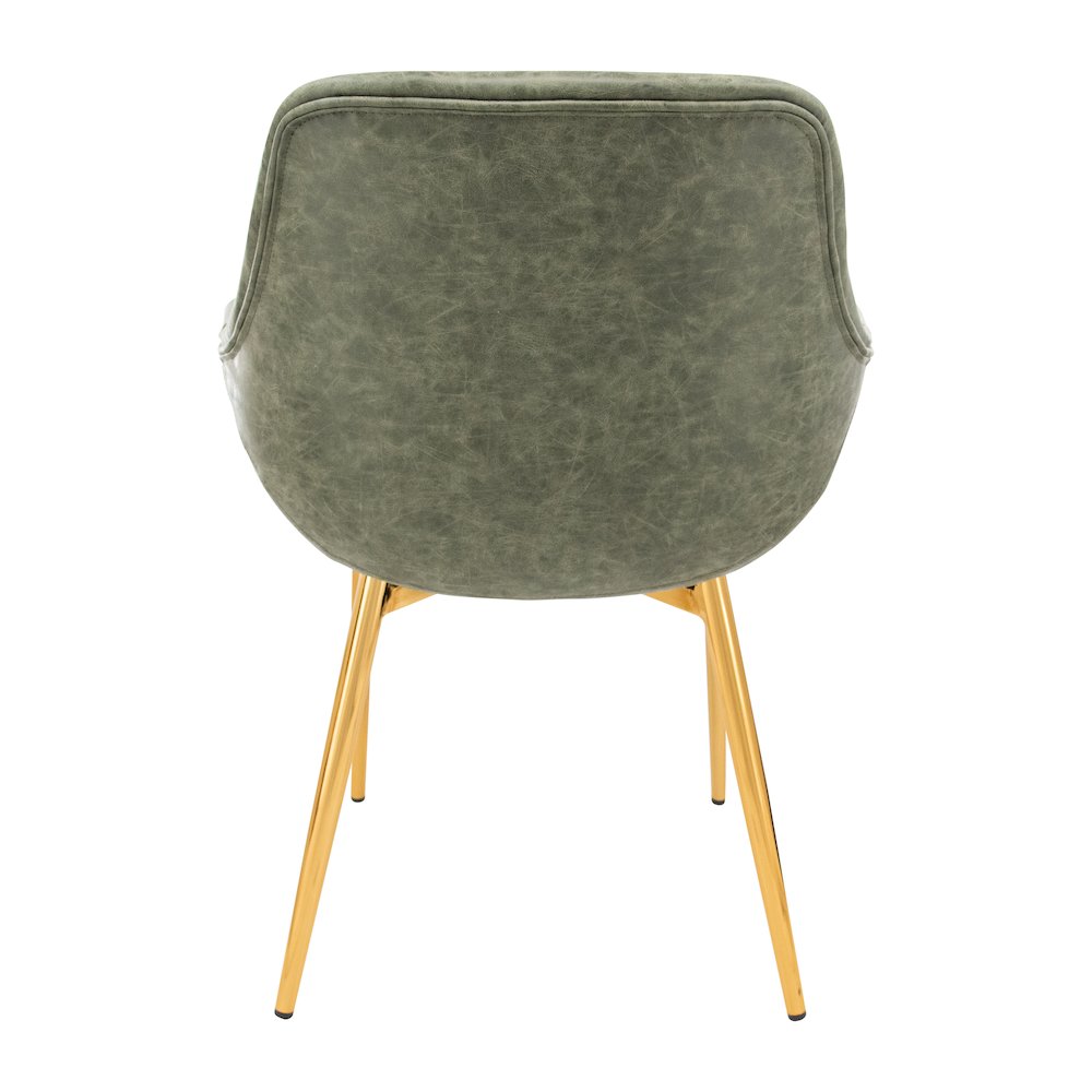 Markley Modern Leather Dining Arm Chair With Gold Metal Legs Set of 2. Picture 9
