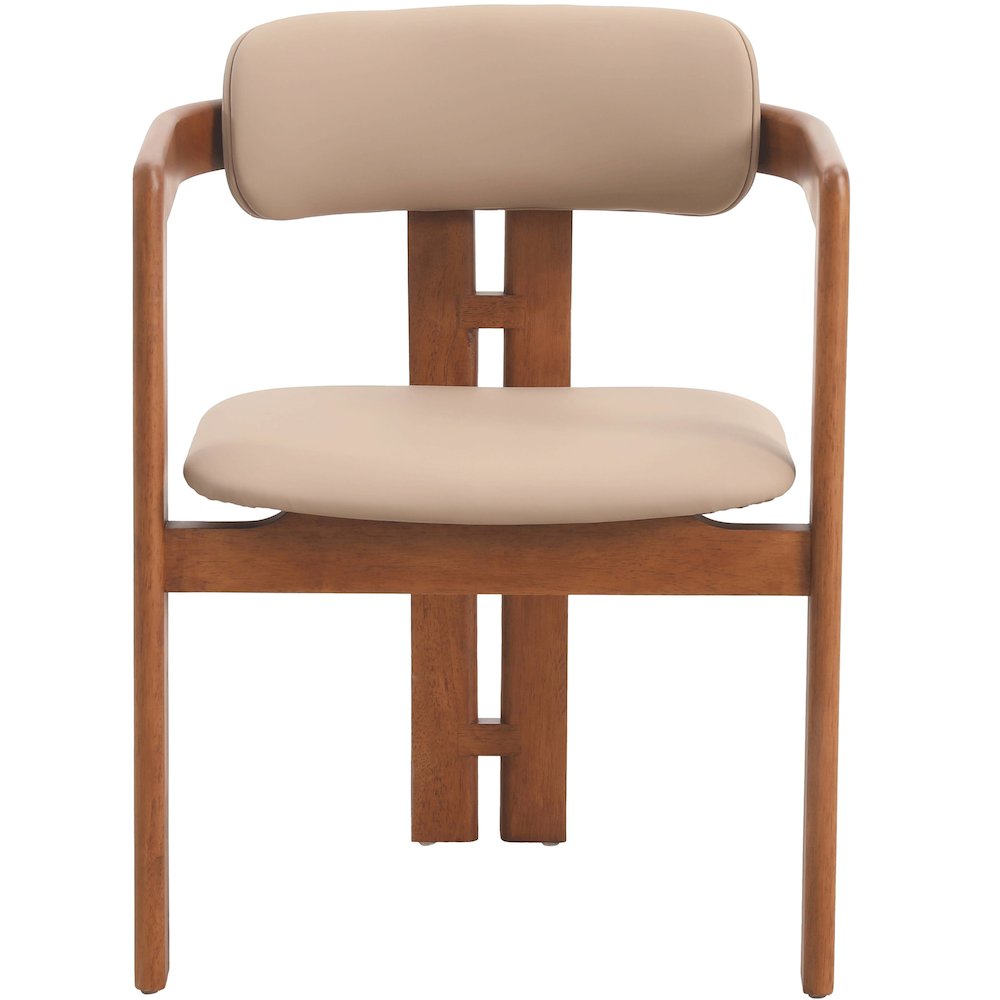 Velo Series Modern Dining Chair in Dark Natural Wood with Taupe Seat. Picture 8