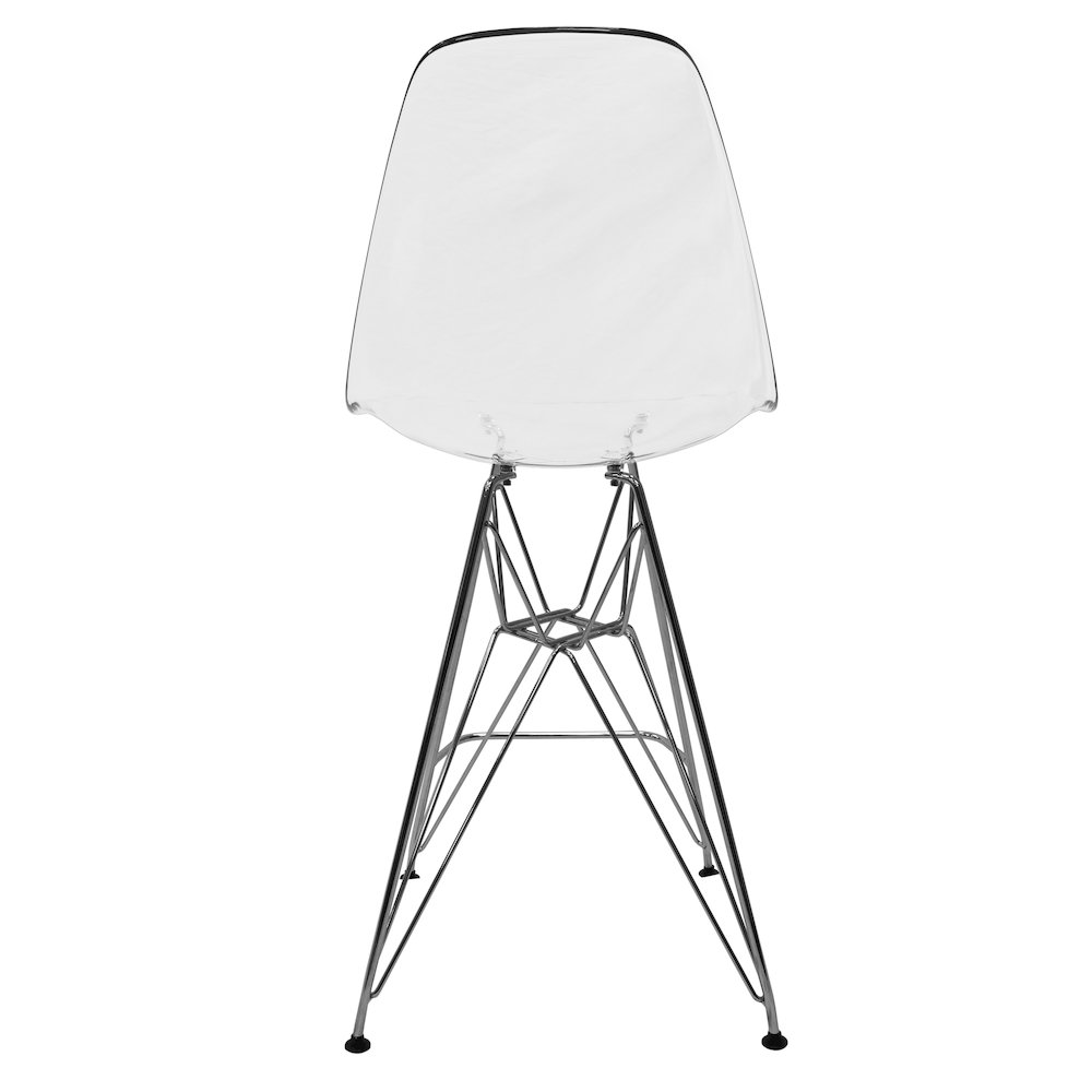 Cresco Modern Acrylic Barstool with Chrome Base and Footrest in Clear. Picture 10