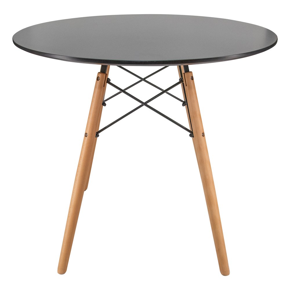 Dover 3-Piece Dining Set with Round Black MDF Top Bistro Table in Clear. Picture 9