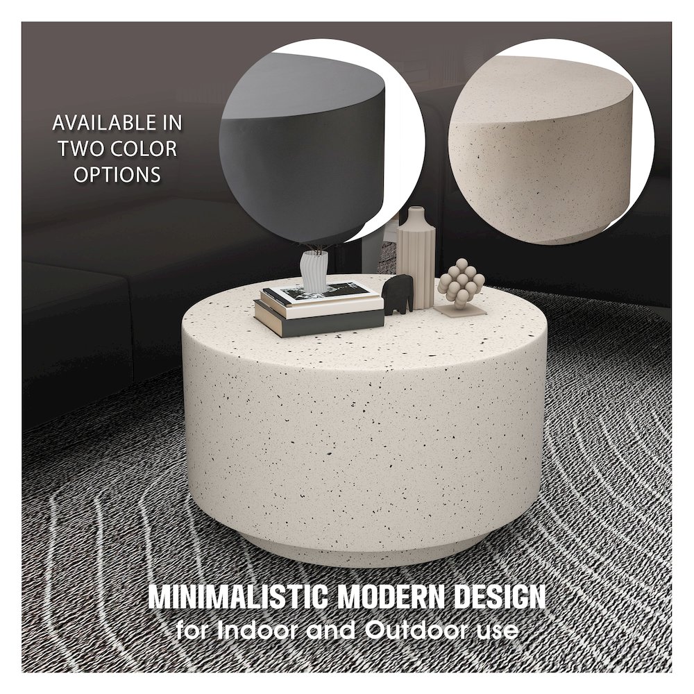 Terra Collection Fiberglass Outdoor Coffee Table In White. Picture 15