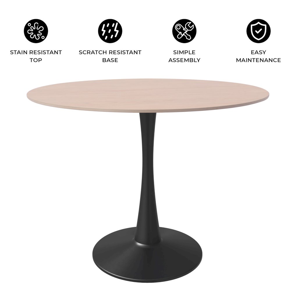 Bristol - Bistro Table - Black Natural wood Top. Picture 10