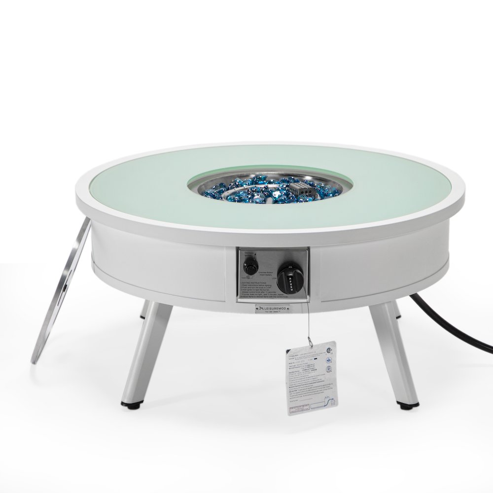 Walbrooke Outdoor Patio Aluminum Round Fire Pit Side Table. Picture 5