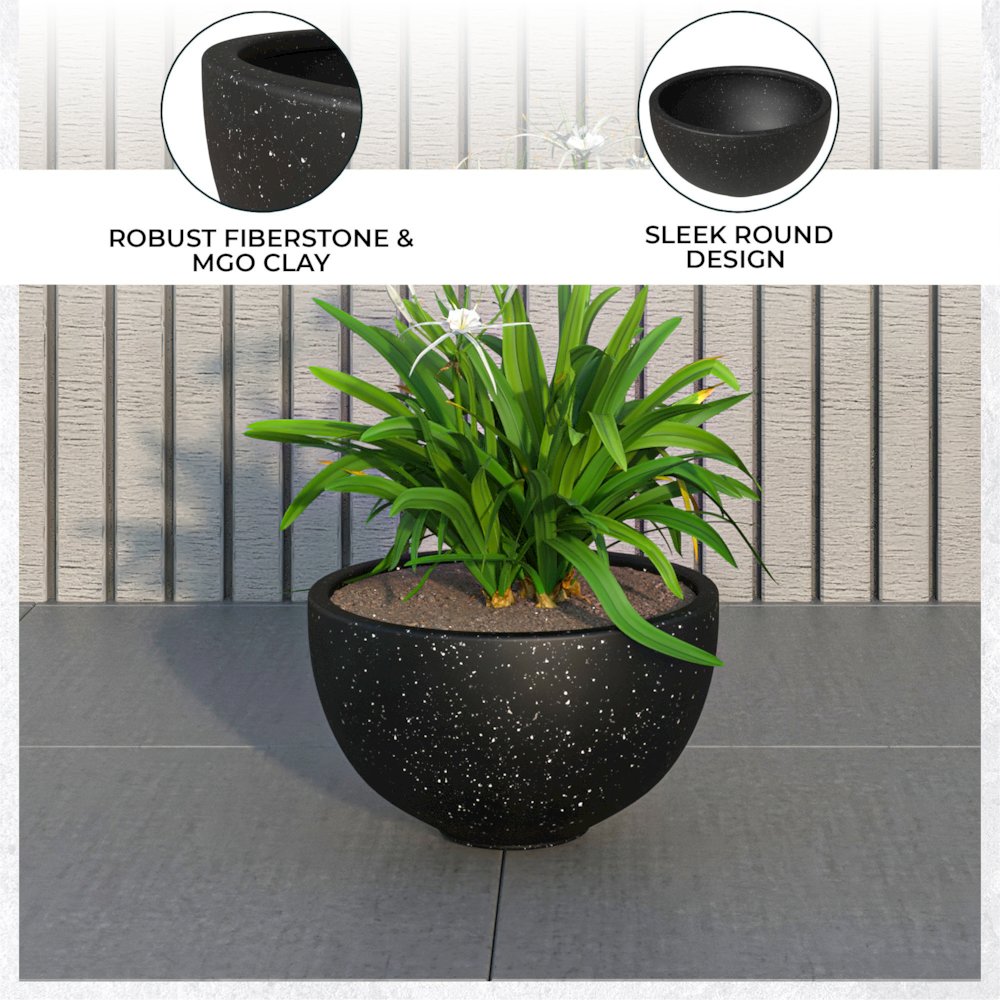 Iris Fiberstone Planter in Black 7 Dia. Picture 11