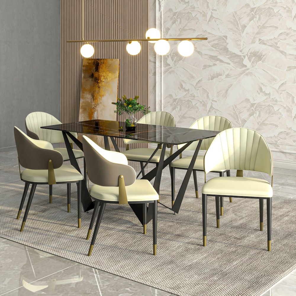 Aria Series Modern Dining Chair in Taupe Set of 4. Picture 5