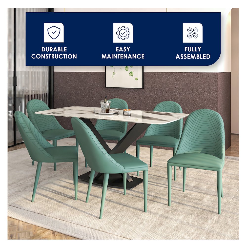 Seville Collection Modern Dining Chair in Green - Set of 2. Picture 11