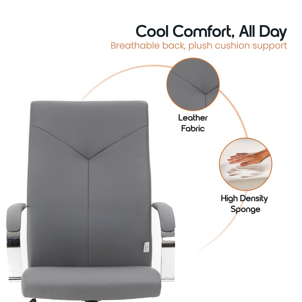 Sonora Modern High-Back Leather Office Chair. Picture 12