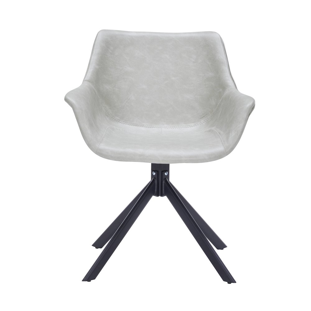 Markley Modern Leather Dining Swival Arm Chair in Light Grey. Picture 9