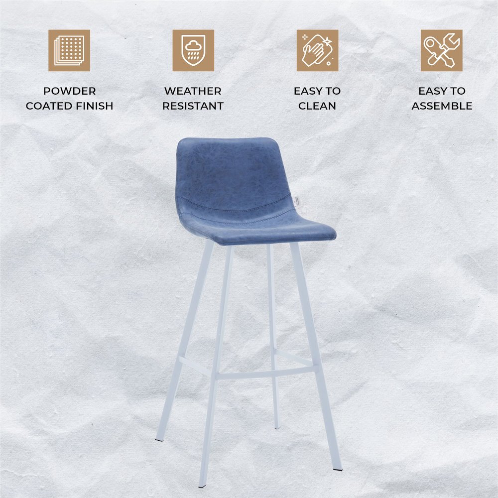 Elland - Bar stool - Peacock Blue - White Base Set of 2. Picture 6