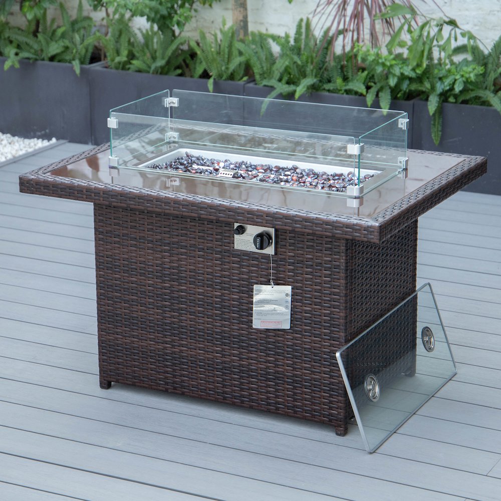 Mace Wicker Patio Modern Propane Fire Pit Table. Picture 5