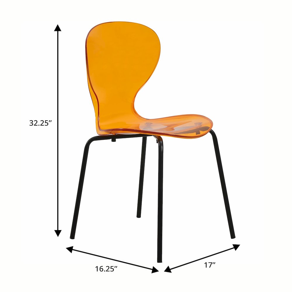 Modern Oyster Transparent Side Chair in Black Base Set of 4. Picture 1