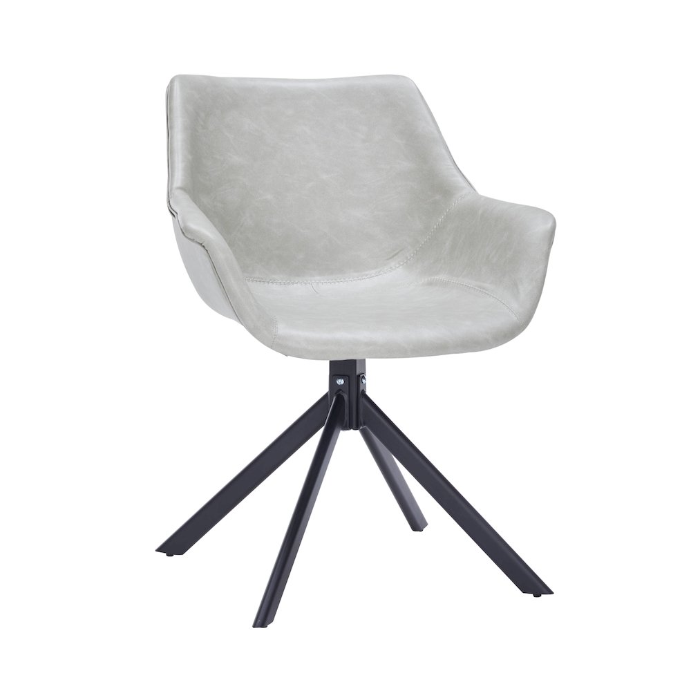Markley Modern Leather Dining Swival Arm Chair in Light Grey. Picture 3